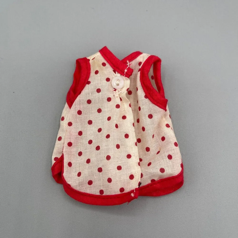 Vintage‎ Fashion Doll Clothes Tank Top 60s Red Polka Dot Handmade